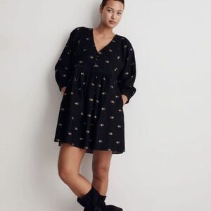 Corduroy Quilted-Bib Mini Dress in Blurred Ikat 2X EUC